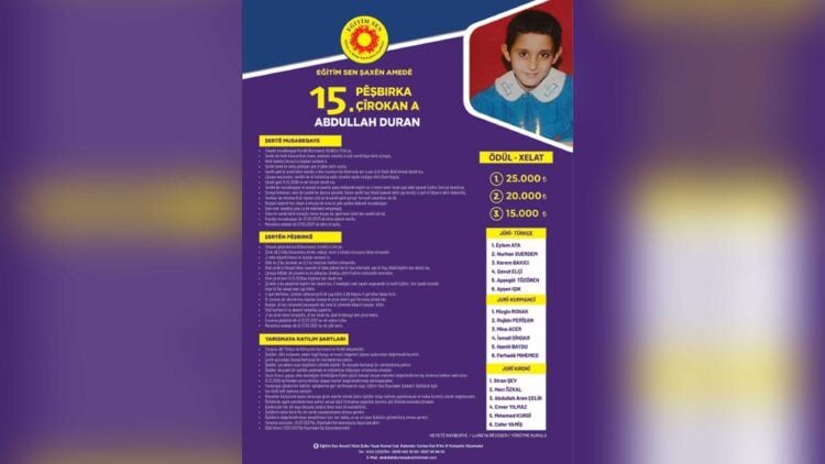Serlêdanên Pêşbirka Çîrokan a Abdullah Duran a 15emîn dest pê kir